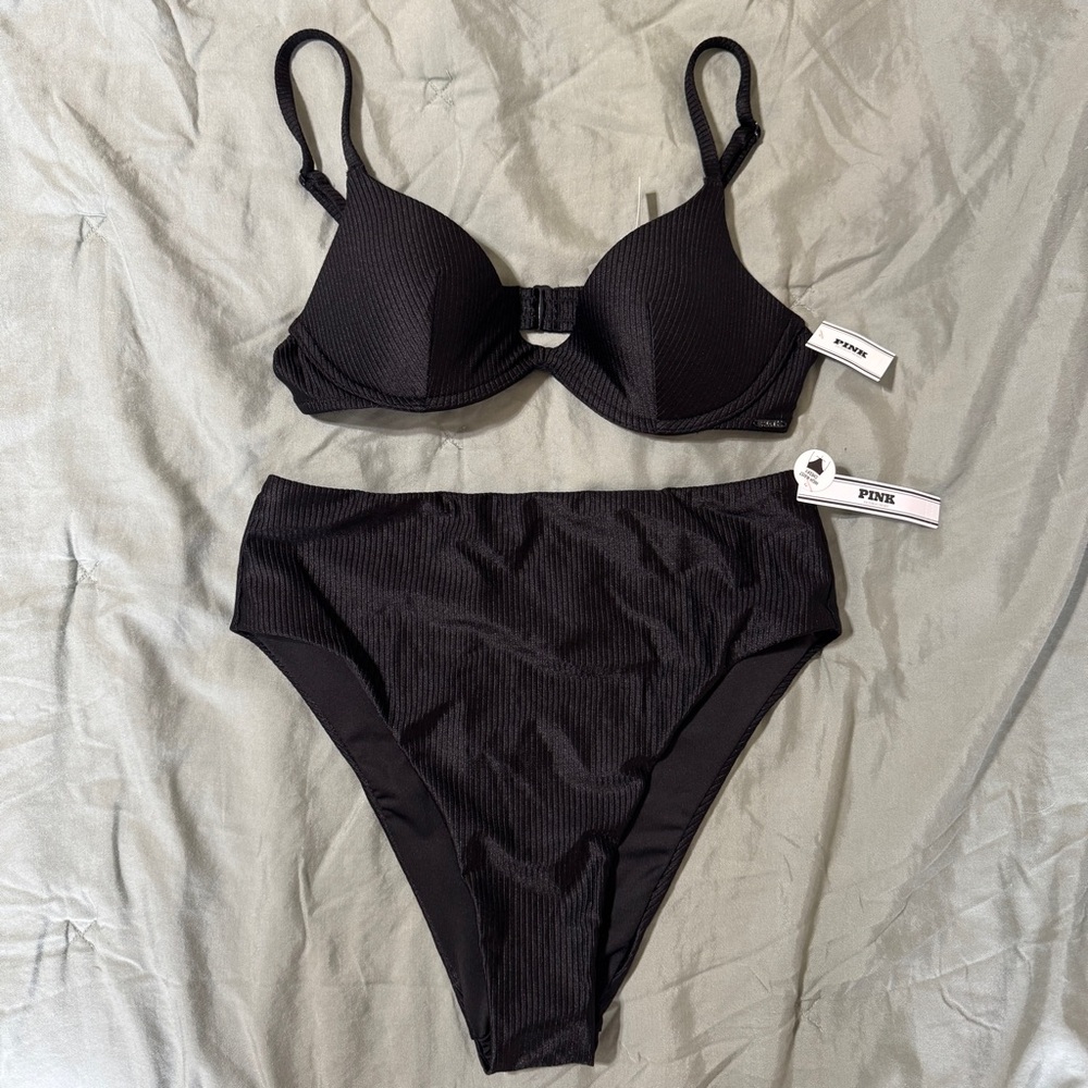 Black Ribbed Bikini Victoria’s Secret PINK